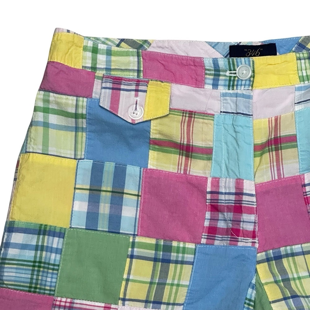 Womens Brooks Brothers 346 Pink Patchwork Madras Shorts Size 8 Cotton Preppy - Picture 6 of 9
